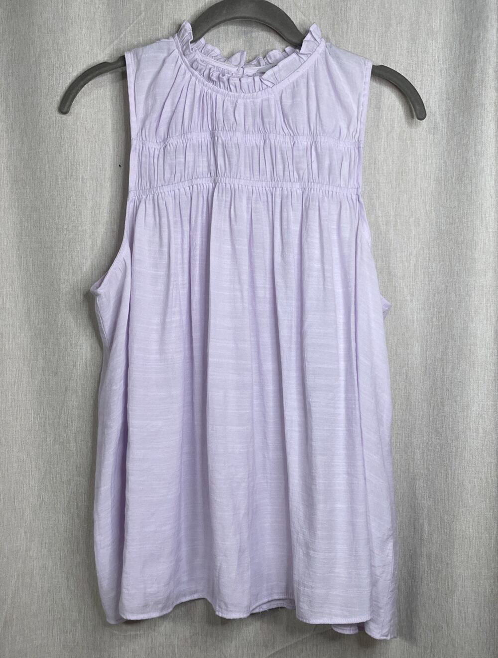 NINE WEST - Sleeveless Blouse - Lavender, Smocked, Flowy - Size Large